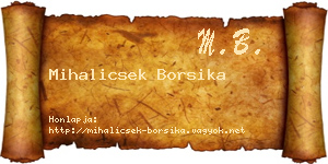 Mihalicsek Borsika névjegykártya